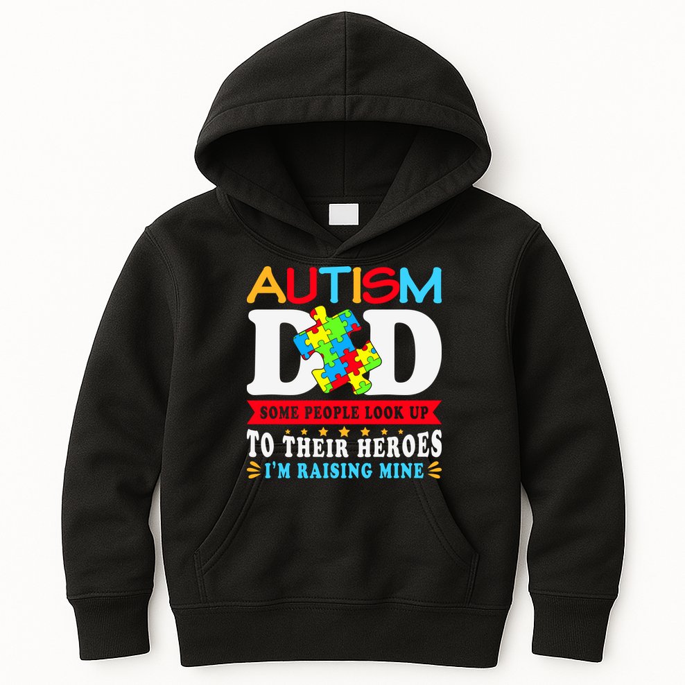 Autism Dad Autism Mom Fathers Day Autism Dad Family Matching Kids Hoodie