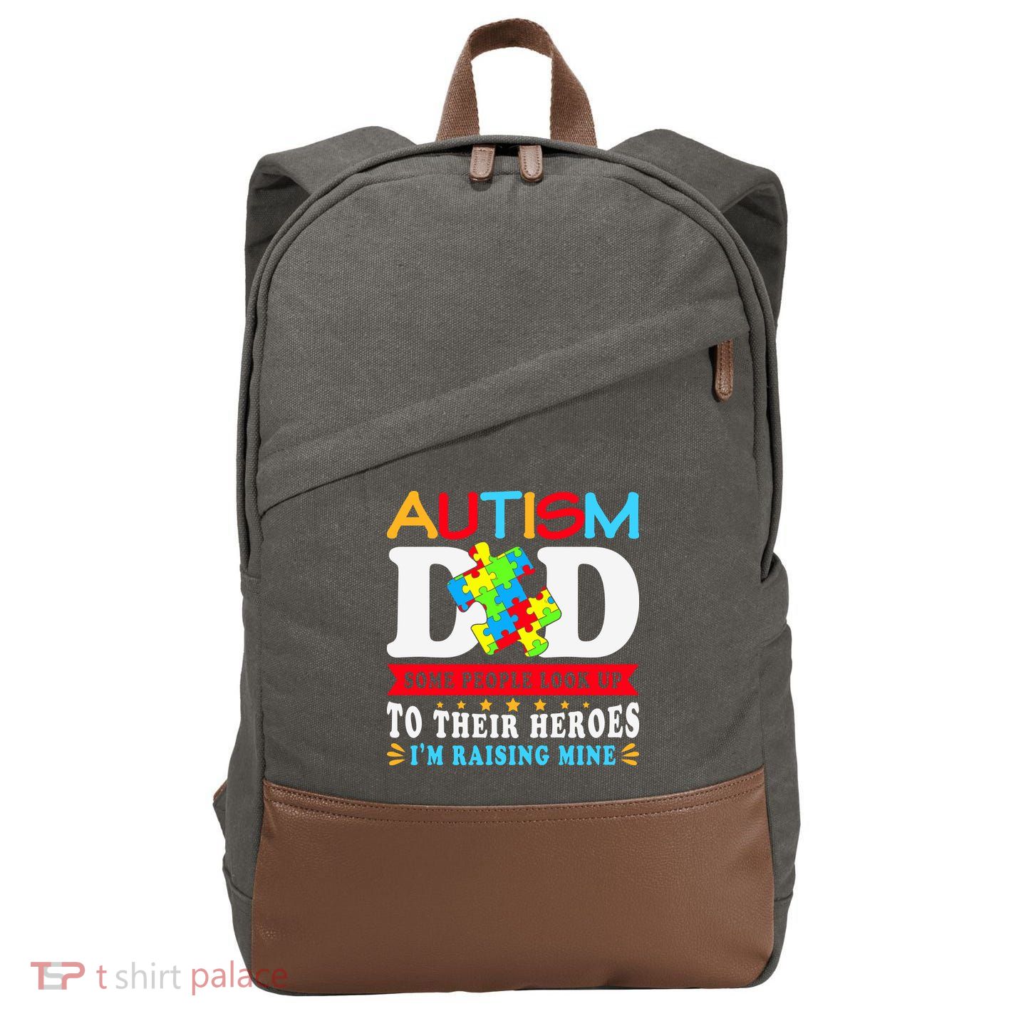 Autism Dad Autism Mom Fathers Day Autism Dad Family Matching Cotton Canvas Backpack