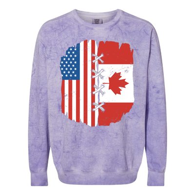 Canadian And American Vintage Flag Colorblast Crewneck Sweatshirt