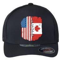 Canadian And American Vintage Flag Flexfit Unipanel Trucker Cap