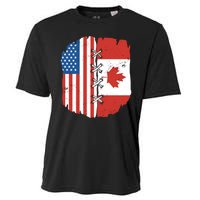 Canadian And American Vintage Flag Cooling Performance Crew T-Shirt