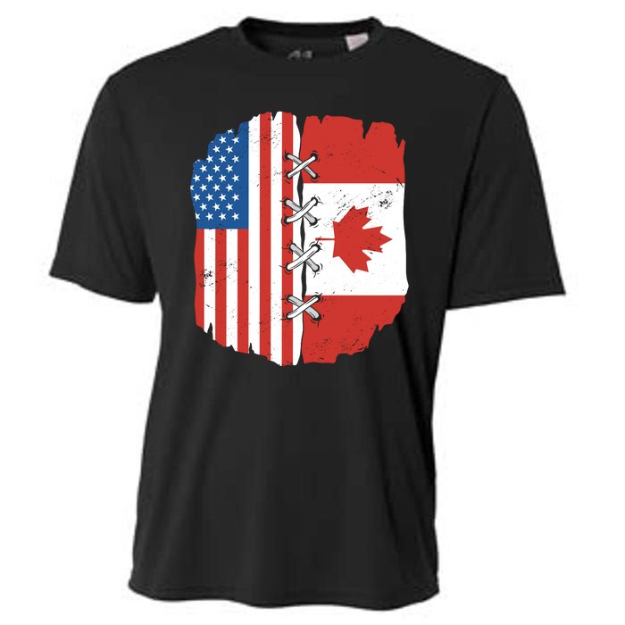 Canadian And American Vintage Flag Cooling Performance Crew T-Shirt