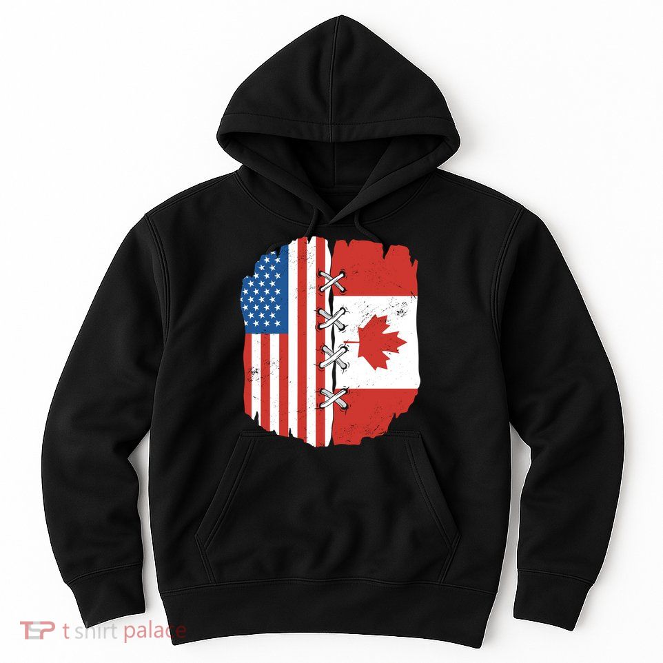 Canadian And American Vintage Flag Hoodie
