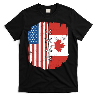 Canadian And American Vintage Flag T-Shirt