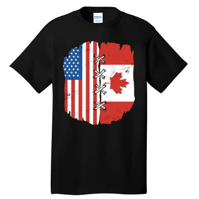 Canadian And American Vintage Flag Tall T-Shirt