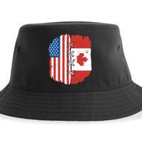 Canadian And American Vintage Flag Sustainable Bucket Hat