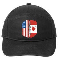 Canadian And American Vintage Flag 7-Panel Snapback Hat