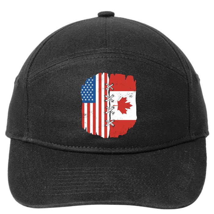 Canadian And American Vintage Flag 7-Panel Snapback Hat