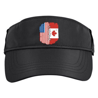 Canadian And American Vintage Flag Adult Drive Performance Visor