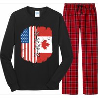 Canadian And American Vintage Flag Long Sleeve Pajama Set