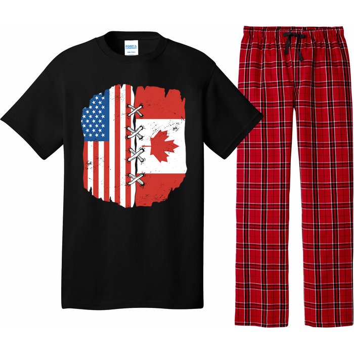 Canadian And American Vintage Flag Pajama Set