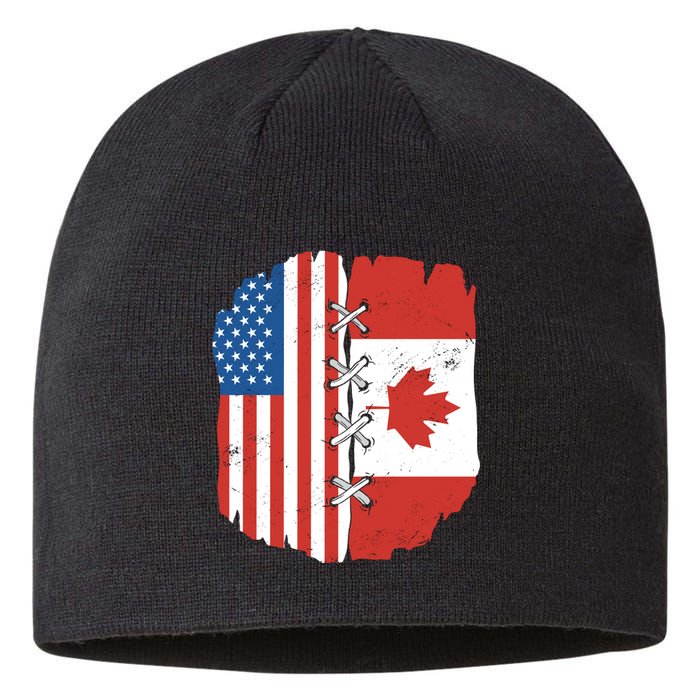 Canadian And American Vintage Flag Sustainable Beanie