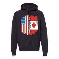 Canadian And American Vintage Flag Premium Hoodie