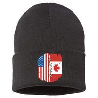 Canadian And American Vintage Flag Sustainable Knit Beanie