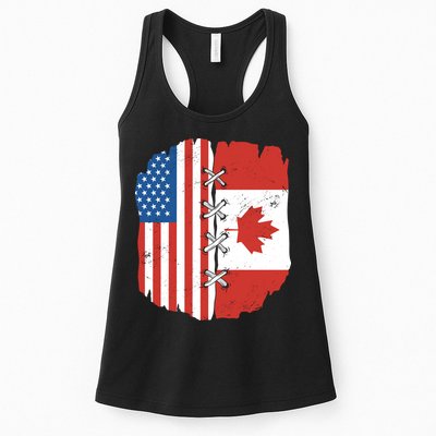 Canadian And American Vintage Flag Womens Tank Top