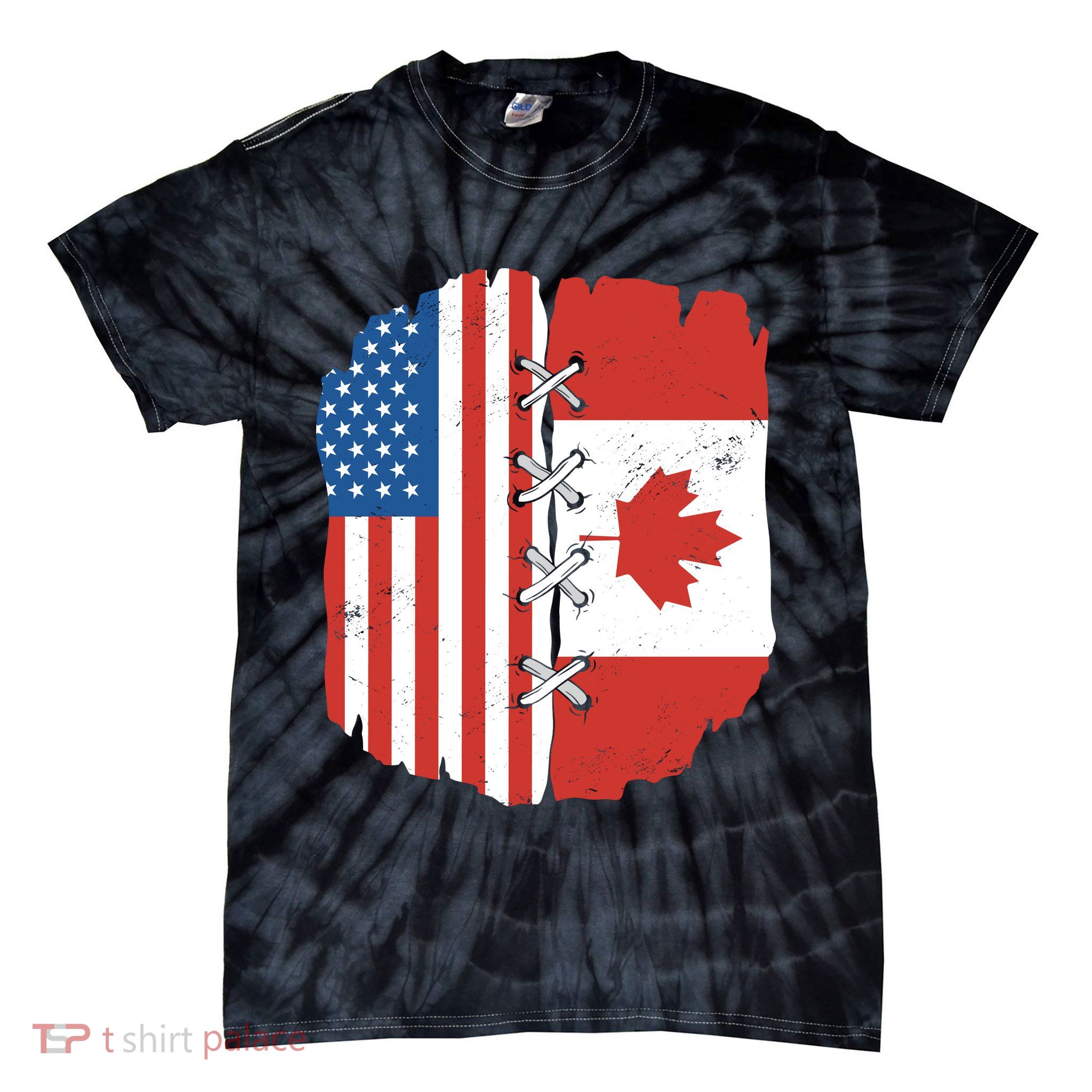 Canadian And American Vintage Flag Tie-Dye T-Shirt
