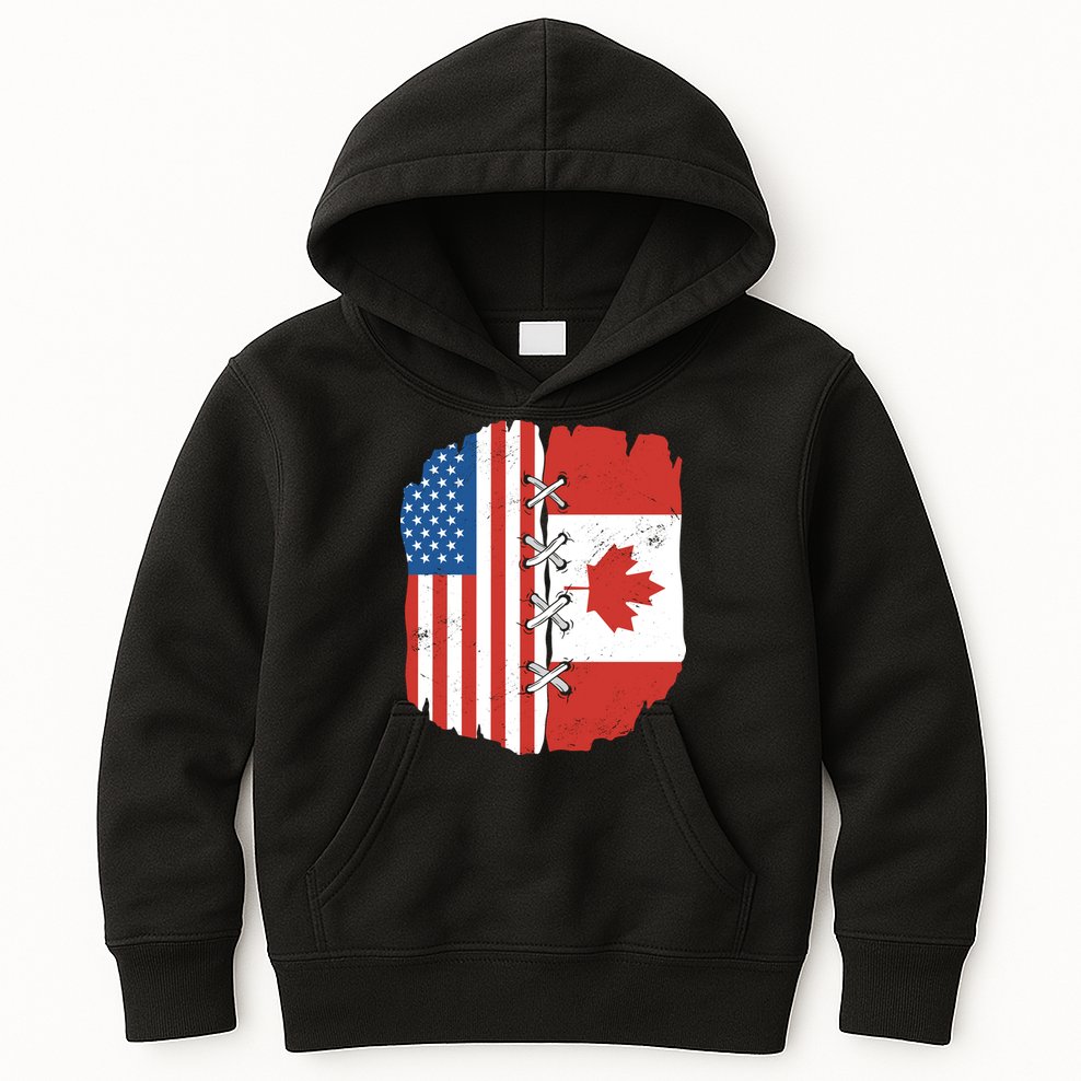 Canadian And American Vintage Flag Kids Hoodie