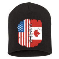 Canadian And American Vintage Flag Short Acrylic Beanie