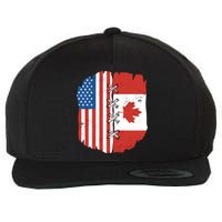 Canadian And American Vintage Flag Wool Snapback Cap