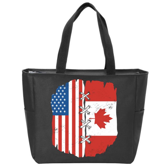Canadian And American Vintage Flag Zip Tote Bag
