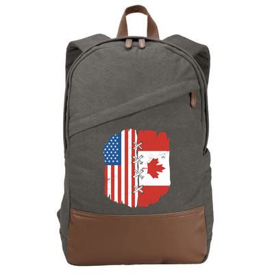 Canadian And American Vintage Flag Cotton Canvas Backpack