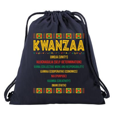 Christmas African American Happy Kwanzaa Drawstring Bag