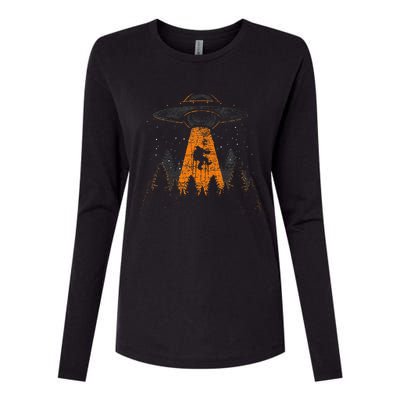 Cryptid Alien Abduction Bigfoot Sasquatch Ufo Womens Cotton Relaxed Long Sleeve T-Shirt