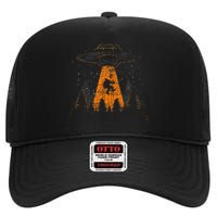 Cryptid Alien Abduction Bigfoot Sasquatch Ufo High Crown Mesh Back Trucker Hat