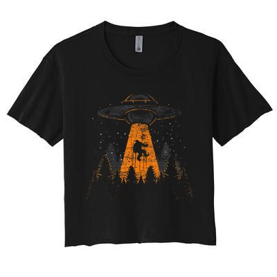 Cryptid Alien Abduction Bigfoot Sasquatch Ufo Women's Crop Top Tee