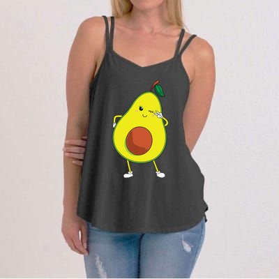 Cute Avocado Art For Women Funny Winking Fruit Women's Strappy Tank