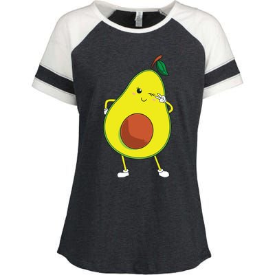 Cute Avocado Art For Women Funny Winking Fruit Enza Ladies Jersey Colorblock Tee