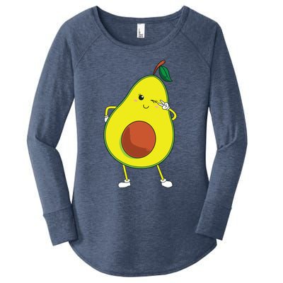 Cute Avocado Art For Women Funny Winking Fruit Women's Perfect Tri Tunic Long Sleeve Shirt