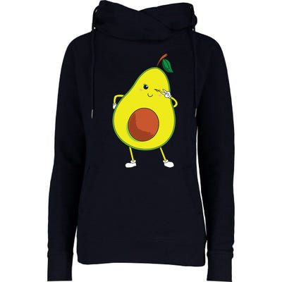 Cute Avocado Art For Women Funny Winking Fruit Womens Funnel Neck Pullover Hood