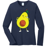 Cute Avocado Art For Women Funny Winking Fruit Ladies Long Sleeve Shirt