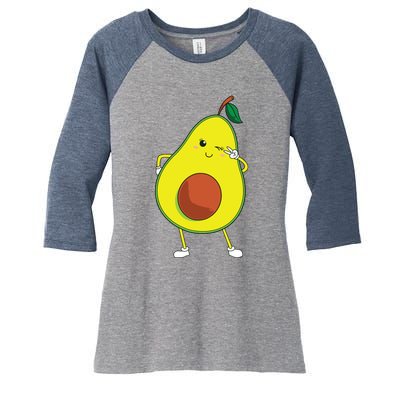 Cute Avocado Art For Women Funny Winking Fruit Women's Tri-Blend 3/4-Sleeve Raglan Shirt