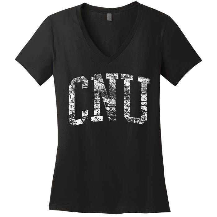 CNU Athletic Arch College University Alumni Women's V-Neck T-Shirt