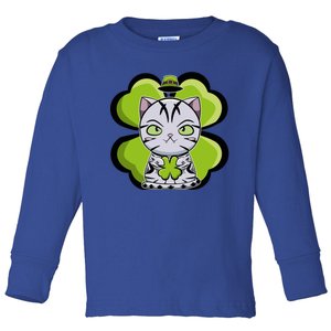 Cute Anime American Shorthair Cat St Patricks Day Gift Toddler Long Sleeve Shirt