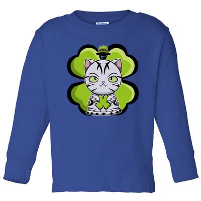 Cute Anime American Shorthair Cat St Patricks Day Gift Toddler Long Sleeve Shirt