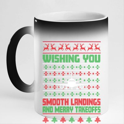 Christmas Aviator Airplane Santa Claus Aviation Christmas 11oz Black Color Changing Mug