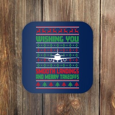 Christmas Aviator Airplane Santa Claus Aviation Christmas Coaster