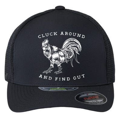 Cluck Around and Discover Chicken Comedy Flexfit Unipanel Trucker Cap