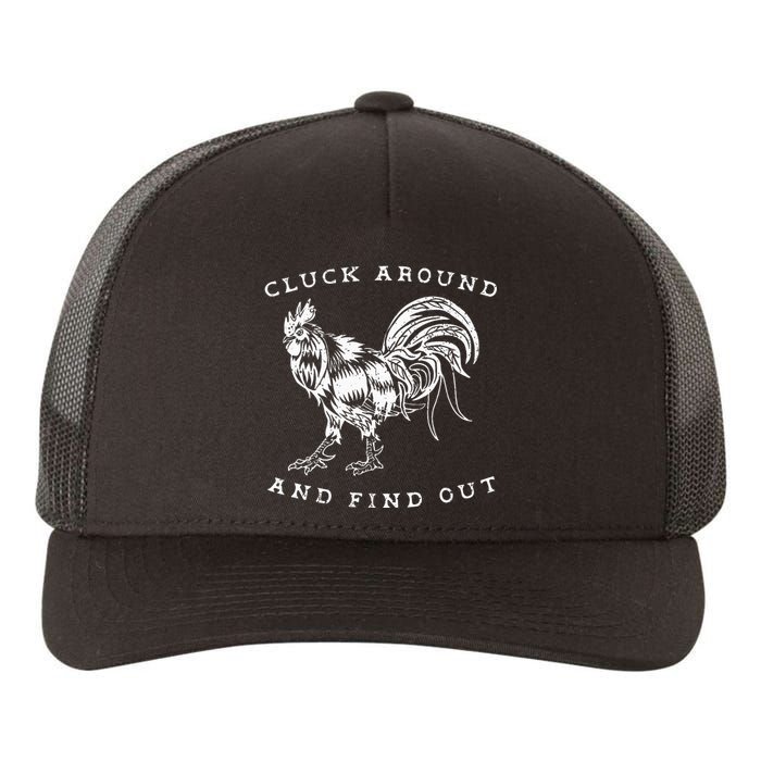 Cluck Around and Discover Chicken Comedy Yupoong Adult 5-Panel Trucker Hat