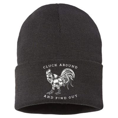 Cluck Around and Discover Chicken Comedy Sustainable Knit Beanie