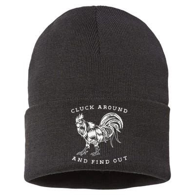 Cluck Around And Find Out Funny Chicken Adult Humor Sustainable Knit Beanie