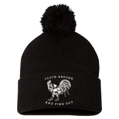 Cluck Around And Find Out Funny Chicken Adult Humor Pom Pom 12in Knit Beanie