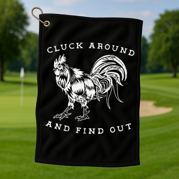 Cluck Around And Find Out Funny Chicken Adult Humor Golf Towel
