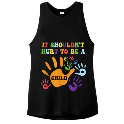 Child Abuse Awareness Groovy It Shouldn't Hurt To Be A Child Ladies PosiCharge Tri-Blend Wicking Tank