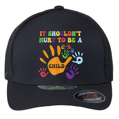 Child Abuse Awareness Groovy It Shouldn't Hurt To Be A Child Flexfit Unipanel Trucker Cap