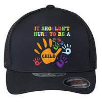 Child Abuse Awareness Groovy It Shouldn't Hurt To Be A Child Flexfit Unipanel Trucker Cap
