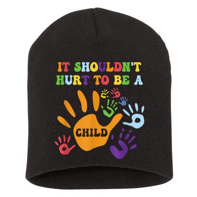 Child Abuse Awareness Groovy It Shouldn't Hurt To Be A Child Short Acrylic Beanie